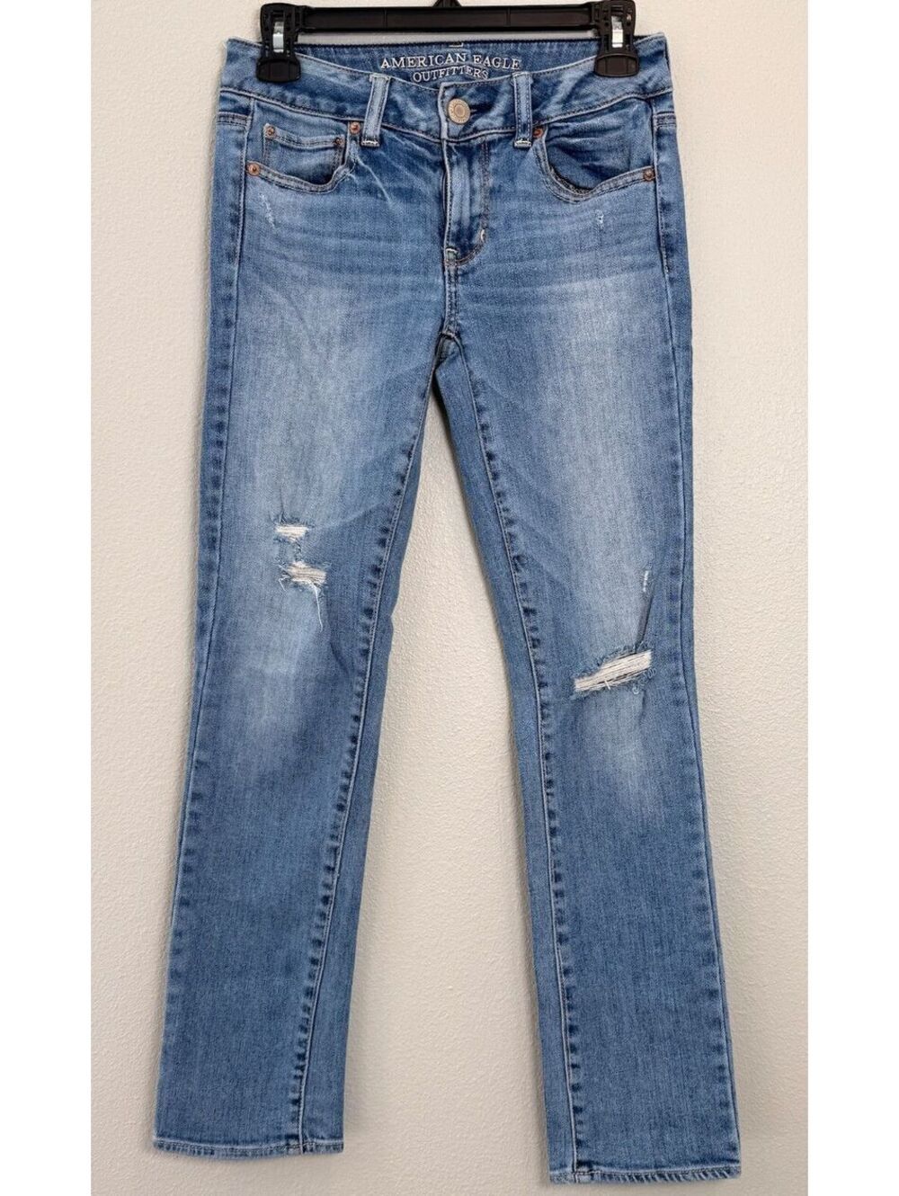 American Eagle Straight Stretch Low Rise Denim Jeans - Women's 0 Short